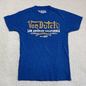 Von Dutch Vintage Original Big Logo Y2K  T-shirt Mens S Blue LA 1929 Read